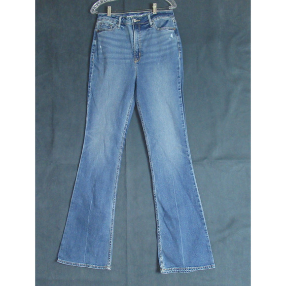 Old Navy Jeans Womens Size 10 Tall Blue Higher High Rise Flare Stretch Denim - Picture 1 of 8